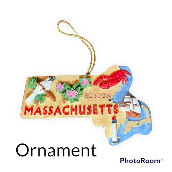 MASSACHUSETTS Shaped Ornament - Picture 1 of 2